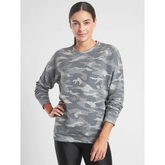Athleta Balance Pullover‎ Nirvana Sweatshirt In Camo Lux Dark Grey Size Large - Picture 1 of 6